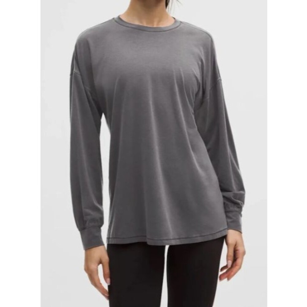 lululemon EasySet Relaxed Long Sleeve Crew Neck Top Green Women's 4 Stretch